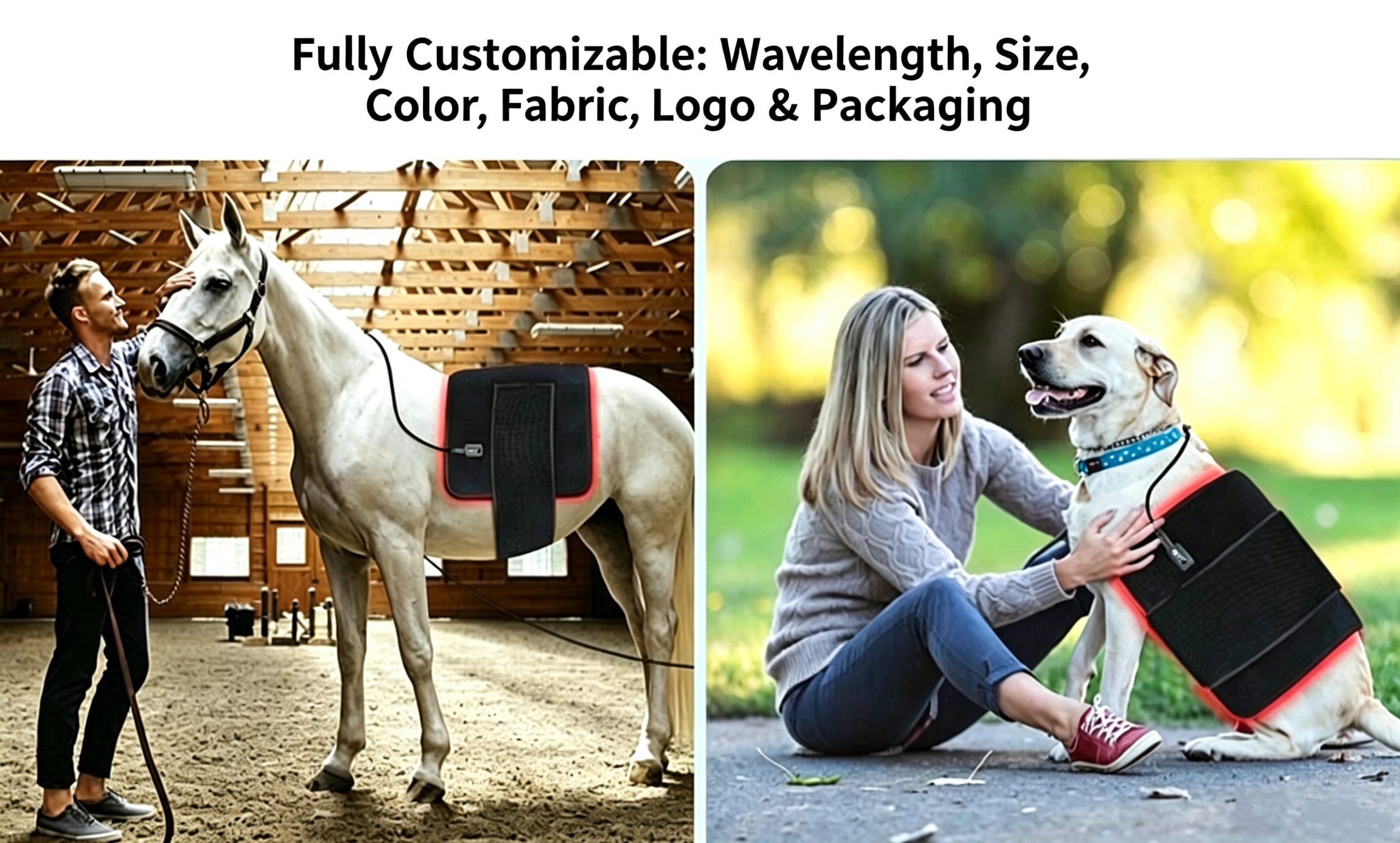Red light infrared therapy wrap for horse hock joint, equine pain relief LED light therapy brace